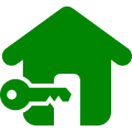 Green house and key icon