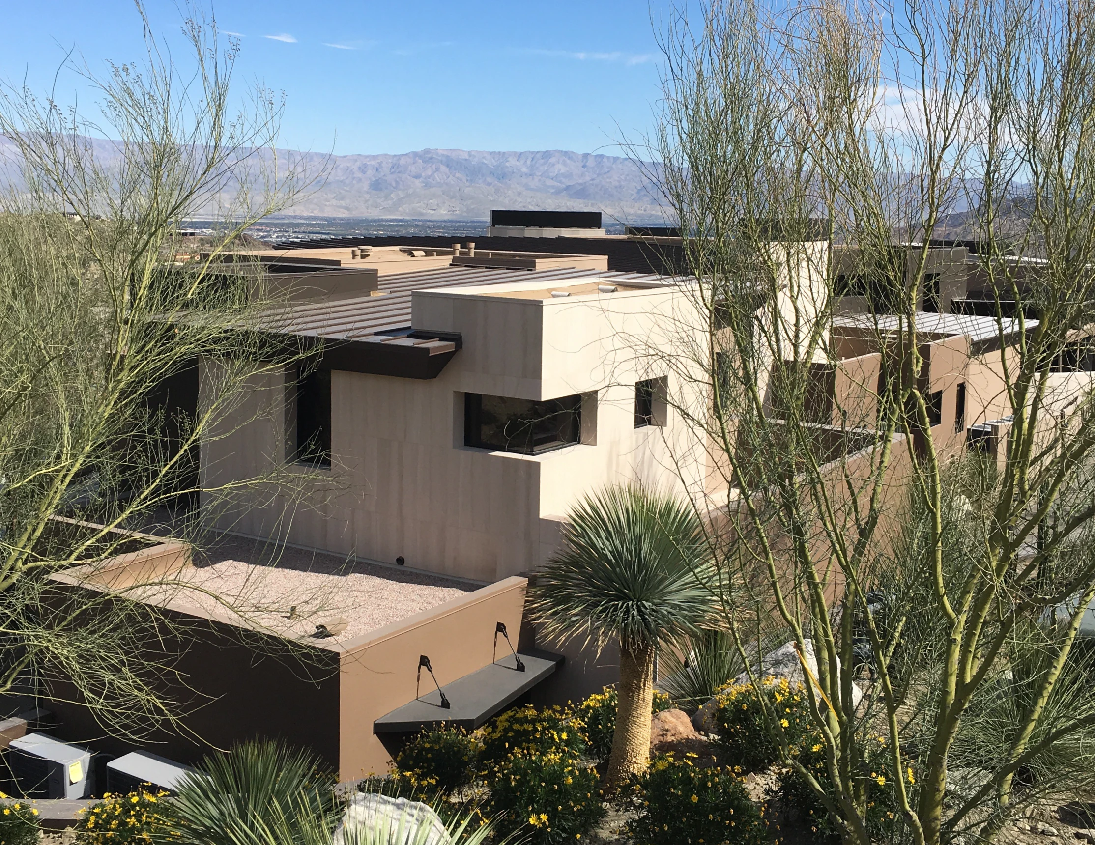Modern desert home with mountain view