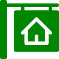 Green house icon on signboard