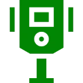 Abstract green robot design on black